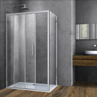 Душевой уголок Vincea  Soft VSR-3SO1014CL (140х100)  хром, стекло прозрачное