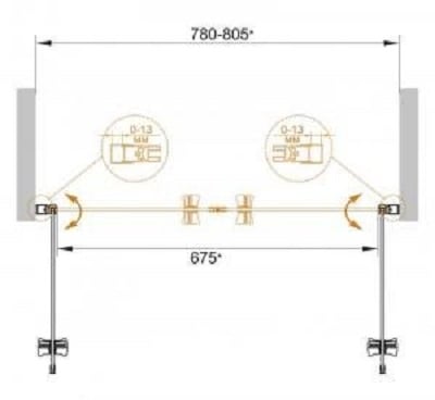 Дверь в нишу Cezares Eco ECO-O-B-2-80-P-Cr