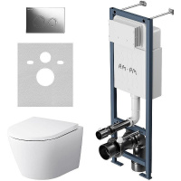 Комплект унитаза с инсталляцией Am.Pm Sense FlashClean IS110151.741701 с сиденьем микролифт, кнопка хром глянец