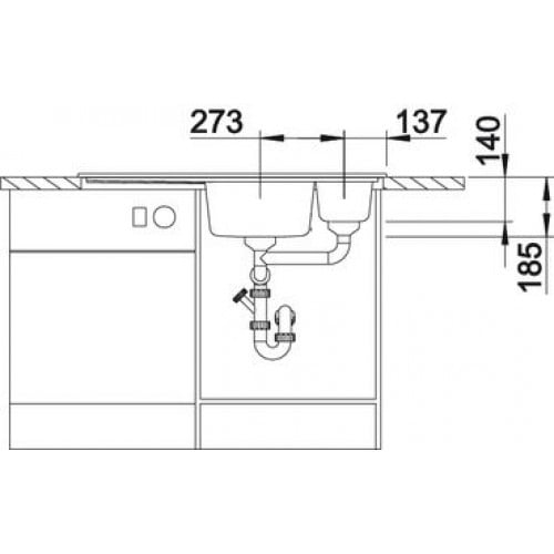 Кухонная мойка Blanco Axon II 6 S Ceramic PuraPlus (чаша слева) 524138