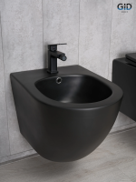 Биде подвесное Gid BDP-96BM черный матовый, без обода, овальный