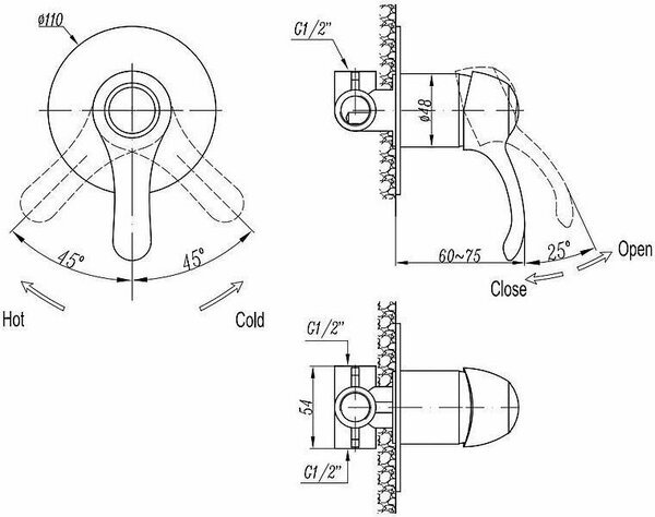 Смеситель для душа Cezares Lira LIRA-C-DIM-03
