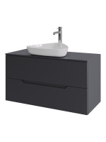 Тумба с раковиной подвесная 100 см, Orange Line Li-100TugMDF+B07-500W графит/белый