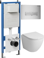 Комплект унитаза с инсталляцией Grossman Pragma 97.4455SQ.03.110 с клавишей смыва