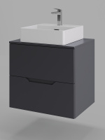 Тумба с раковиной подвесная 60 см Orange Line Li-60TugMDF+B04-405W графит/белый