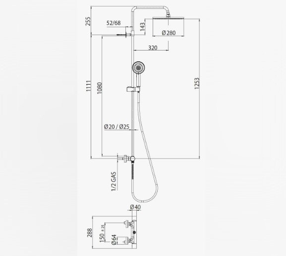 Душевая система с термостатом Bossini Elios  L10173.030