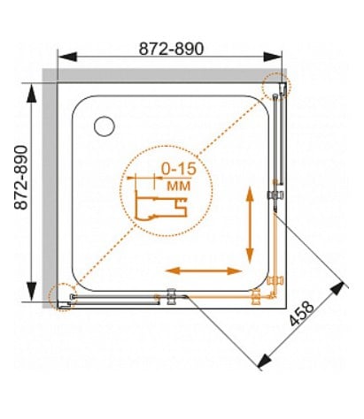 Душевой уголок Cezares PRATICO-TRAY-GL-A-A-90-15-W