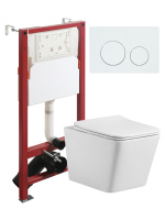 Комплект унитаза с инсталляцией безободковый  Agger ATI10150+APB188 кнопка смыва белый