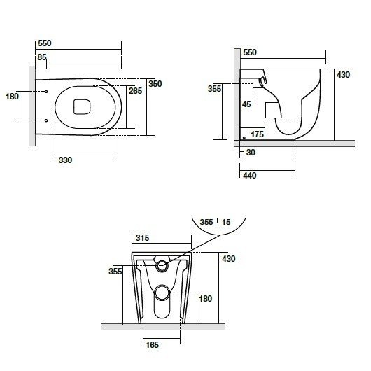 Унитаз приставной безободковый TORNADO Kerasan Nolita 531981 лесной орех матовый, без сиденья