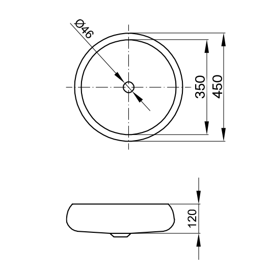 Раковина накладаная (45х45) Bette Craft A241-400 PW
