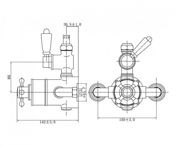 Смеситель с термостатом Cezares Margot MARGOT-D-T-03/24-Bi