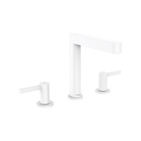 Смеситель для раковины на 3 отверстия с донным клапаном Push-Open Hansgrohe Finoris 76034700 белый матовый
