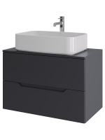 Тумба с раковиной подвесная 80 см, Orange Line Li-80TugMDF+B07-600W графит/белый