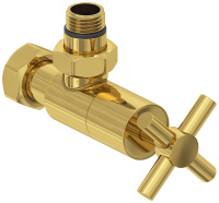 Вентиль Сунержа угловой крест (G 1/2" НР х G 3/4" НГ) 03-1408-1234 золотой глянцевый
