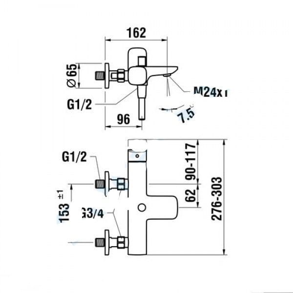 Смеситель для ванны Laufen Cityplus 3.2375.7.004.400.1 Смеситель для ванны Laufen Cityplus 3.2375.7.004.400.1