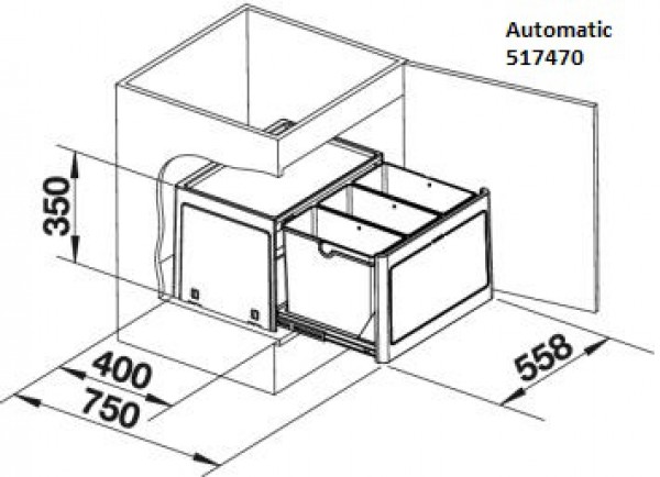 Система сортировки мусора Blanco Select Botton Pro 60 Automatic  517470 Система сортировки мусора Blanco Select Botton Pro 60 Automatic  517470