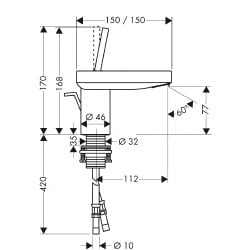 Каскадный смеситель для раковины Axor Starck X 10077000