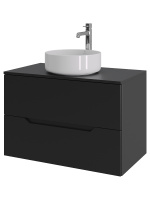 Тумба с раковиной подвесная 80 см, Orange Line Li-80TubMDF+B09-360W черный/белый