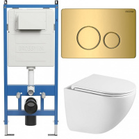 Комплект унитаза с инсталляцией Grossman Style 97.4455SQC.05.30M с клавишей смыва