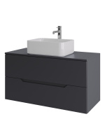 Тумба с раковиной подвесная 100 см, Orange Line Li-100TugMDF+B02-460W графит/белый