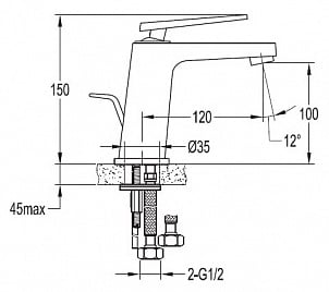 Смеситель для раковины Cezares Baden BADEN-F-LS-01-W0