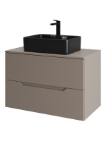 Тумба с раковиной подвесная 80 см, Orange Line Li-80TuLMDF+B01-475MB латте/черный