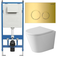 Комплект унитаза с инсталляцией Grossman Galaxy 97.4478SQ.01.300 с клавишей смыва