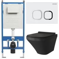 Комплект унитаза с инсталляцией Grossman Galaxy 97.4440BMS.02.000 с клавишей смыва