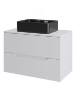 Тумба с раковиной подвесная 70 см, Orange Line Li-70TuwMDF+B01-475MB белый/черный