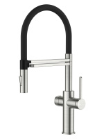 Смеситель для кухни однорычажный с каналом для питьевой воды и гибким изливом Agger Elegant A3252522 сатин матовый