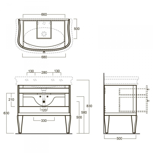 Тумба под раковину Simas Lante LAM90 bi