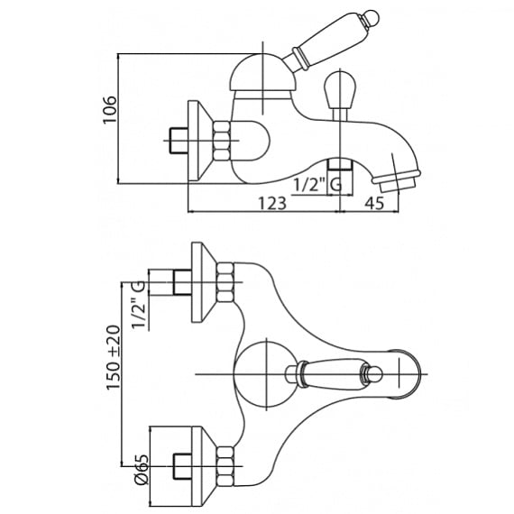 Смеситель Для Ванны и Душа Cezares ELITE ELITE-VM-03-M золото
