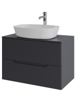 Тумба с раковиной подвесная 80 см, Orange Line Li-80TugMDF+B08-500W графит/белый