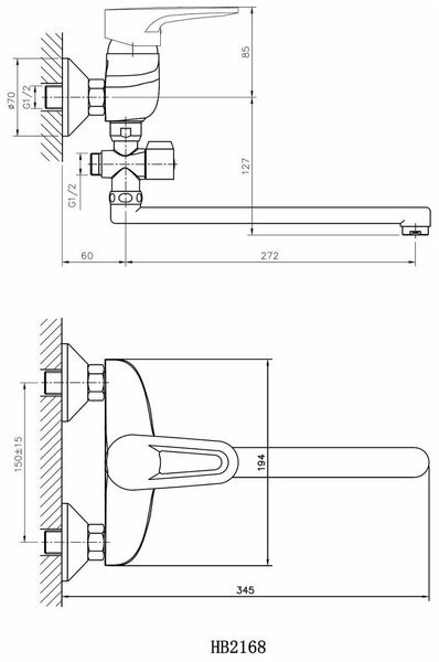 Смеситель для ванны Haiba HB2168