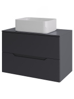 Тумба с раковиной подвесная 70 см, Orange Line Li-70TugMDF+B02-460W графит/белый