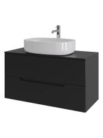 Тумба с раковиной подвесная 100 см, Orange Line Li-100TubMDF+B08-600W черный/белый