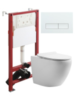 Комплект унитаза с инсталляцией безободковый Orange CI07-100W+APB288 кнопка смыва белый