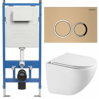 Комплект унитаза с инсталляцией Grossman Galaxy 97.4455SQC.01.310 с клавишей смыва