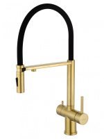 Смеситель для кухни с гибким изливом и подключением фильтра WONZON & WOGHAND, брашированное золото WW-88458009-BG Смеситель для кухни с гибким изливом и подключением фильтра WONZON & WOGHAND, брашированное золото WW-88458009-BG