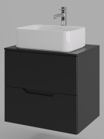 Тумба с раковиной подвесная 60 см, Orange Line Li-60TubMDF+B02-460W черный/белый