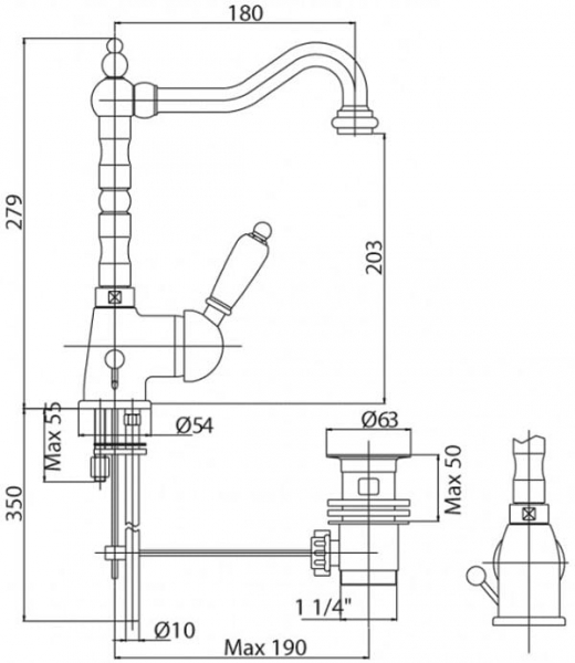 Смеситель для кухни Cezares ELITE ELITE-LLM2-03-M золото