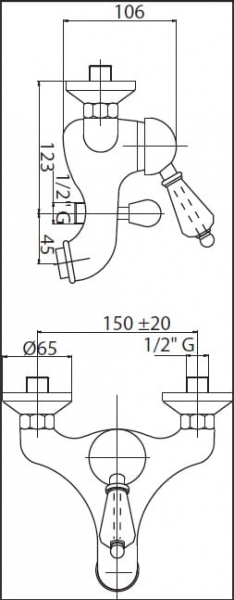 Смеситель для ванны Cezares Vintage VINTAGE-VDPMS-03/24-Sw