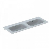 Двойная встраиваемая раковина Geberit Renova Plan: B=130см, T=48см, отверстие под смеситель по центру, перелив, белый 122230000