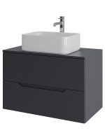 Тумба с раковиной подвесная 80 см, Orange Line Li-80TugMDF+B02-460W графит/белый