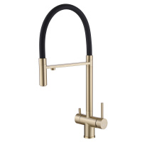 Смеситель ABBER Wasser Kreis AF81141G для кухни с подключением фильтра и выдвижной лейкой, золото матовое Смеситель ABBER Wasser Kreis AF81141G для кухни с подключением фильтра и выдвижной лейкой, золото матовое