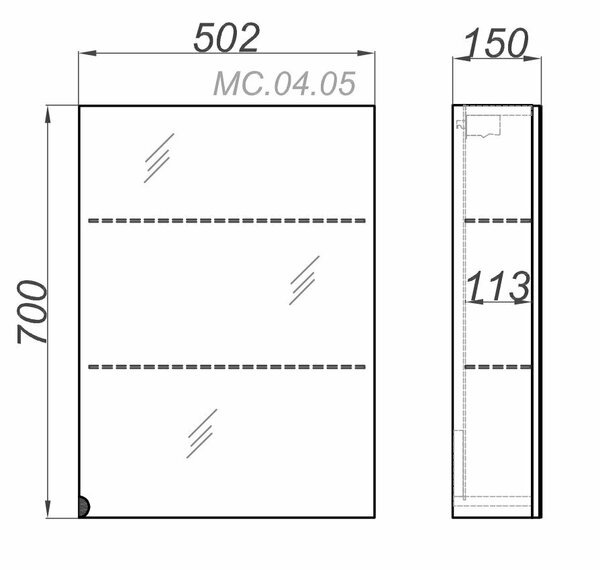 Зеркальный шкаф Aqwella МС 50 MC.04.05