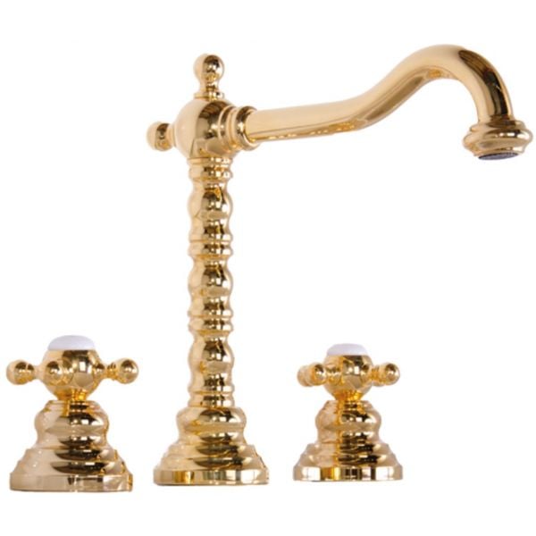 Смеситель для раковины на 3 отверстия с донным клапаном Gattoni Vivaldi 1210012D0oro Смеситель для раковины на 3 отверстия с донным клапаном Gattoni Vivaldi 1210012D0oro