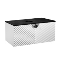 Тумба под раковину RUNO Андорра 85 белый матовый чёрный подвесная  (00-00002018)