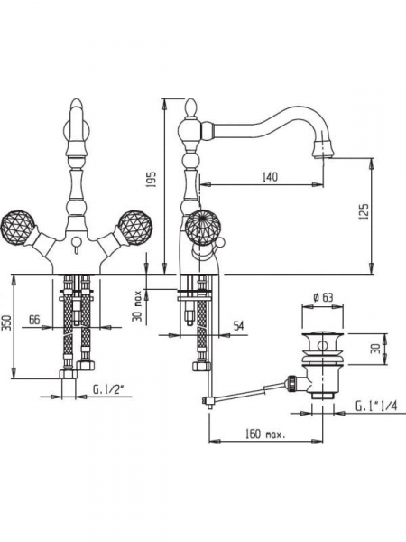 Смеситель для раковины Cezares Atlantis nostalgia ATLANTIS-NOSTALGIA-LS2-A-03/24