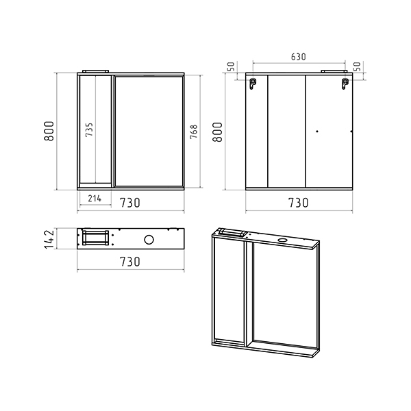 Зеркальный шкаф (73х80) Brevita Balaton 75 левый  BAL-04075-03-01Л
